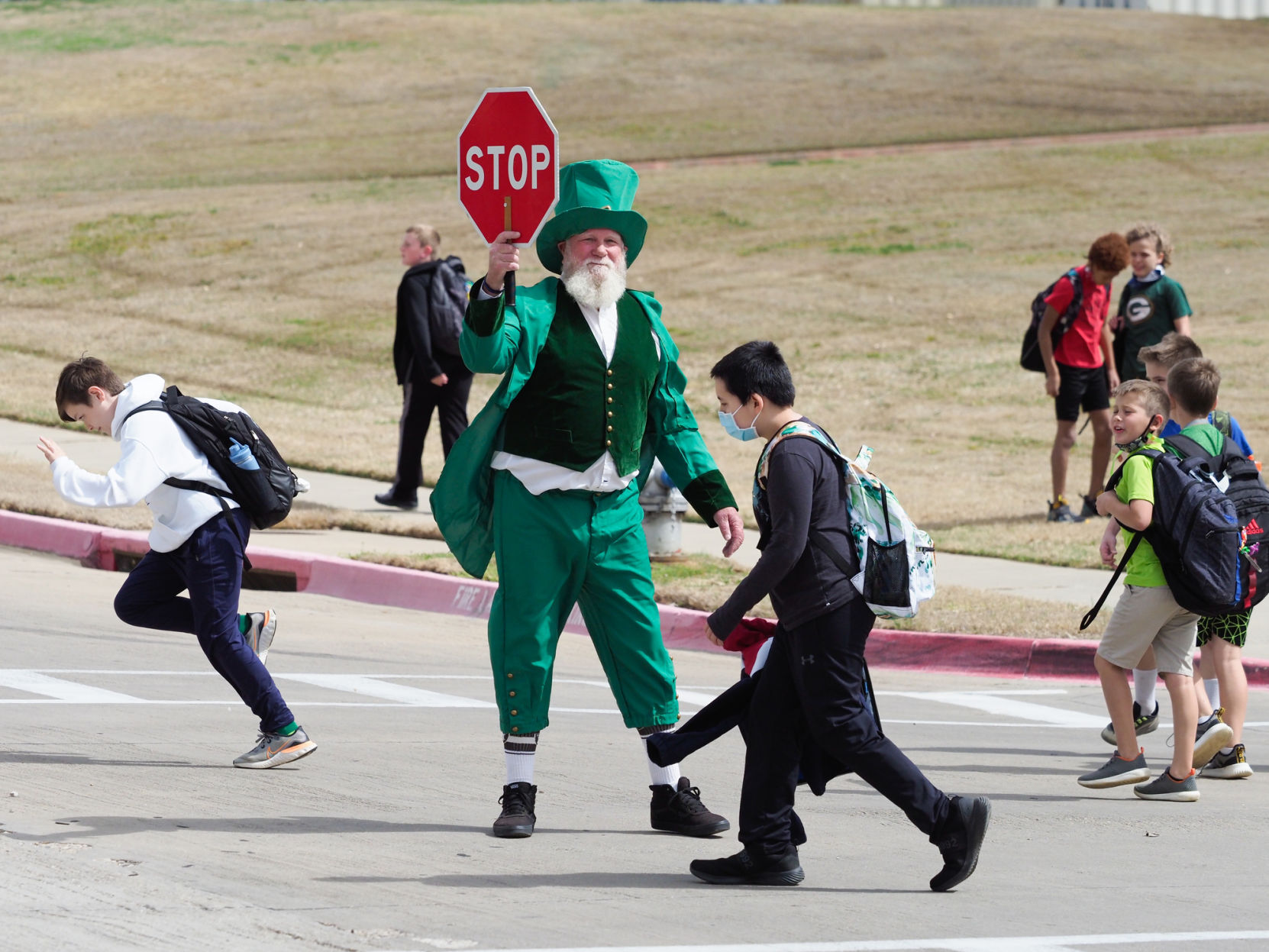Crossing guard goes green